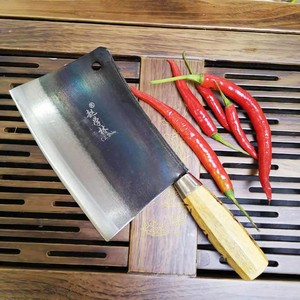 高碳轴承钢纯手工锻打老式家用小菜刀切片刀斩切厨师专用女士锰钢