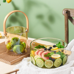 玻璃水果桶手提玻璃桶水果提篮网红冰桶野餐水果篮果茶快乐桶容器