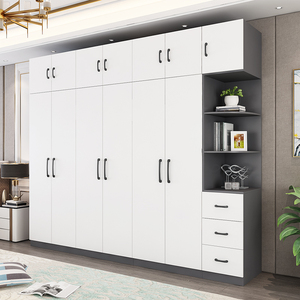 衣柜对开门现代简约家用卧室经济型收纳储物柜四五六门简易大衣橱