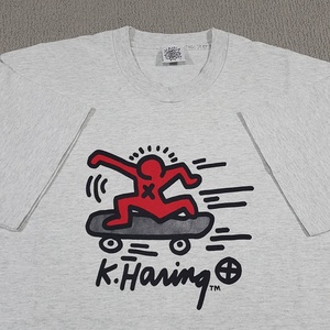 美潮keith haring凯斯哈林手绘涂鸦风小红人滑板2023新款男女短袖