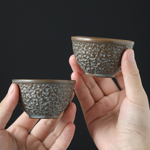 复古石磨时来运转喝茶杯子单个搭配石磨茶壶同款功夫茶碗品茗杯