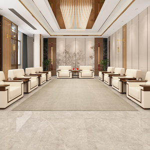 接待会议沙发中式布艺简约现代商务大会堂会客厅单人位沙发茶几