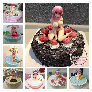 北京创意定制性感网红情趣比基尼恶搞索尼子美少女生日蛋糕同城送