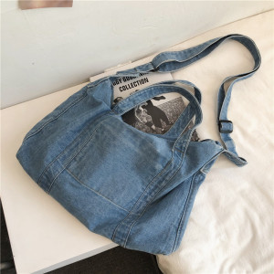 ins帆布包 日系韩版女学生单肩包牛仔布文艺范上课布包chic斜挎包