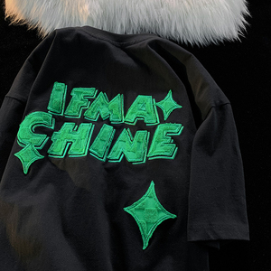 offlab美式3d立体字母潮牌短袖t恤男宽松夏季超火ins潮人情侣半袖