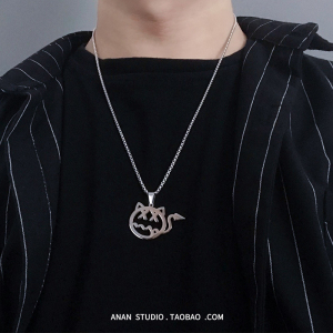 【anan】钛钢吊坠卫衣配饰小恶魔项链小鬼王琳凯同款毛衣链嘻哈潮
