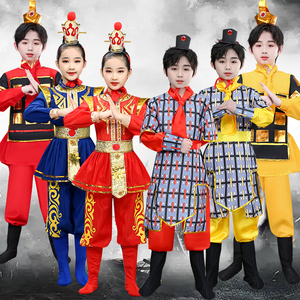六一儿童花木兰演出服舞蹈戏曲表演服男女古代士兵盔甲运动会服装