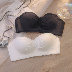 无肩带内衣女防滑抹胸小胸聚拢无钢圈收副乳裹胸文胸套装薄款夏季