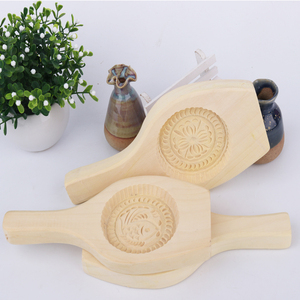 天然木质圆形冰皮月饼模具糕点印模水晶糕饼印糍粑艾叶草粑印模