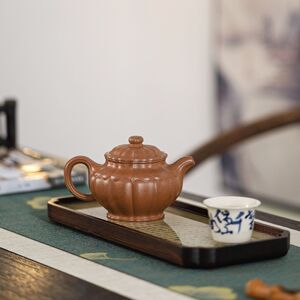 正宗宜兴紫砂壶 全手工制作 筋纹合菱 潘梅强紫砂壶 原矿沉香泥