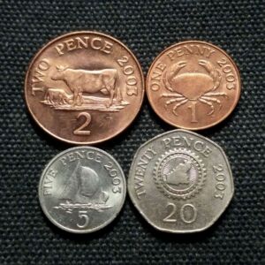 英属根西(格恩西)(根西岛)2003年1,2,5,20便士 清年份4枚一组
