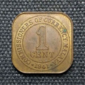 (特年)英属马来亚乔治六世时期1941年1分 i版 青铜币 km#2