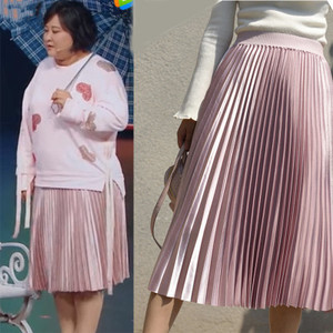李焕英同款裙子王牌对王牌春晚贾玲半身百褶长裙衣服女加肥大码裙