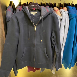 burberry巴宝莉男款加绒卫衣刺绣战马标logo连帽拉链休闲外套男士