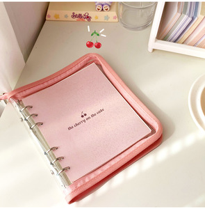 韩式ins风樱桃活页手帐本空白方格日记本闪闪pvc拉链手帐笔记本