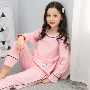 春秋儿童睡衣女童小孩子秋天13十圆领10岁女孩六套头纯棉春季公主