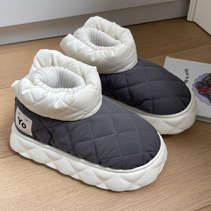 韩版男士保暖包跟棉拖鞋女冬季外穿居家室内羽绒加绒加厚情侣棉鞋