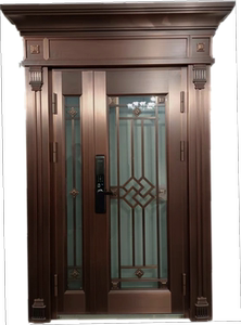 304不锈钢镀铜子母门 玻璃门 铜门 家装进户门