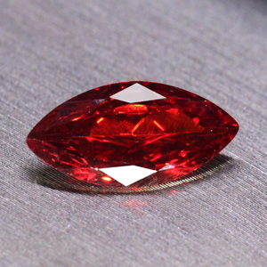 石榴红色锆石裸石马眼树叶形状瑞士钻原创设计个性石榴石戒面异形