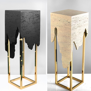 大理石雕塑摆台石材基座客厅电视柜旁落地展示台石墩石柱洞石底座