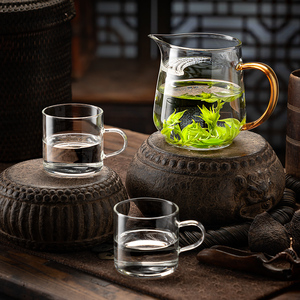 泡茶公道杯一体玻璃高档分茶器单个功夫月牙绿茶过滤茶杯具公道壶