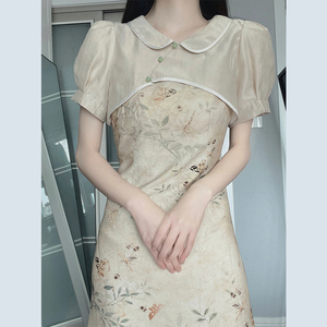 【现货】夏季新中式改良旗袍连衣裙子仙女超仙森系气质收腰长裙子