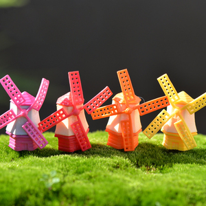 微景观创意塑料工艺品8款彩色风车房子模型园艺盆栽造景装饰摆件
