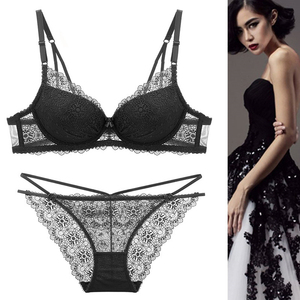 维多利亚文胸套装上托聚拢维密小胸性感蕾丝情趣诱惑红色少女内衣