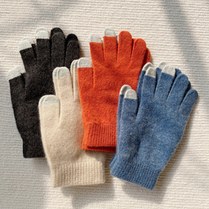 男女通用100%纯山羊绒手套触屏保暖学生秋冬加厚防寒分指高弹手套