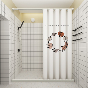 浴帘卫生间北欧防水布浴室洗澡窗帘挂帘子防霉隔断磁吸套装免打孔