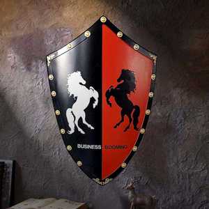 欧式墙上挂件罗马盾牌大号中世纪铁艺复古酒吧壁饰品餐厅盔甲配饰