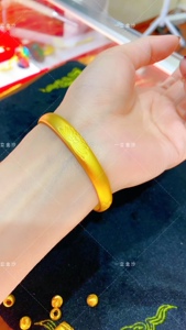 一立金沙矿石金闭口莲花手镯