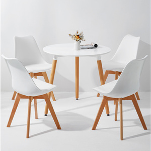 白色伊姆斯小圆桌北欧洽谈桌椅组合阳台休闲茶几家用餐桌简约创意