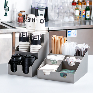 不锈钢纸杯架咖啡奶茶店吧台吸管纸巾收纳架餐厅多功能收纳盒商用