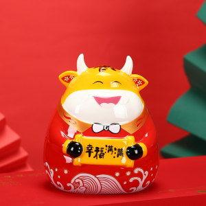 2021牛年吉祥物公司年会创意礼品可爱十二生肖福牛存钱罐摆件招财