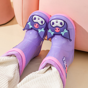 库洛米女童雨鞋儿童女孩防滑雨靴幼儿园宝宝凯蒂猫水鞋加绒水桶鞋