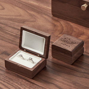 实木结婚戒指盒婚礼交换单戒双戒求婚钻戒盒高档情侣对戒收纳盒dr