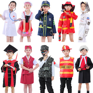 儿童表演服医生护士消防员警察机长工人小孩宇航员职业角色扮演服