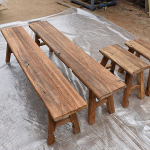 实木长条凳老榆木单人凳双人长板凳复古凳子老门板茶桌凳旧门板凳