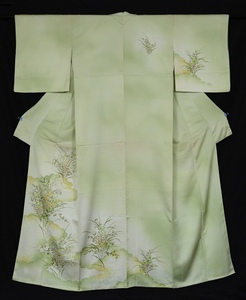 日本正统和服 正绢付下 云纹秋草柄 真丝布料 拍照练习材料向