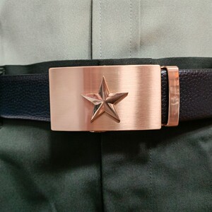 将军迷腰带玫瑰金扣头层牛皮腰带男皮带虎牙扣头牛皮裤带自动外串