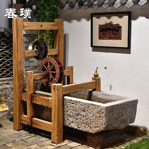 石槽流水组合庭院鱼缸水景牛槽景观风水招财摆件老马槽青石石雕