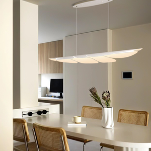 广东中山餐厅吊灯长条一字灯具现代简约羽毛奶油风饭厅岛台餐桌灯