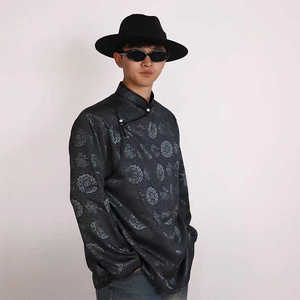 新款蒙古袍男士蒙古服装男日常生活装蒙古上衣T恤短款外套工作服