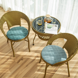 灯芯绒圆形坐垫加厚可拆洗藤椅坐垫圆凳子椅子垫纯色防滑可坐地垫