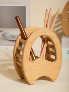 创意实木桌面笔筒轻奢木质化妆刷收纳筒ins学生办公室文具收纳筒