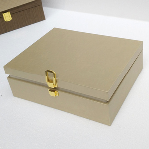 金色方形高档化妆品礼品盒精美包装盒 奖牌相册套盒皮盒定制LOGO