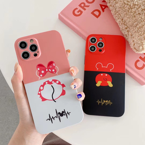 iphone12手机壳卡通米奇米妮12promax情侣全包x可爱xs超薄xr硅胶双色