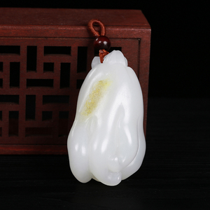 意禄珠宝和田玉白玉福瓜手把件男玉石挂件佛手瓜把玩件带证书现货