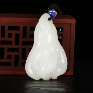 意禄珠宝和田玉白玉福瓜吊坠男款佛手瓜玉石把玩件玉坠带证书现货